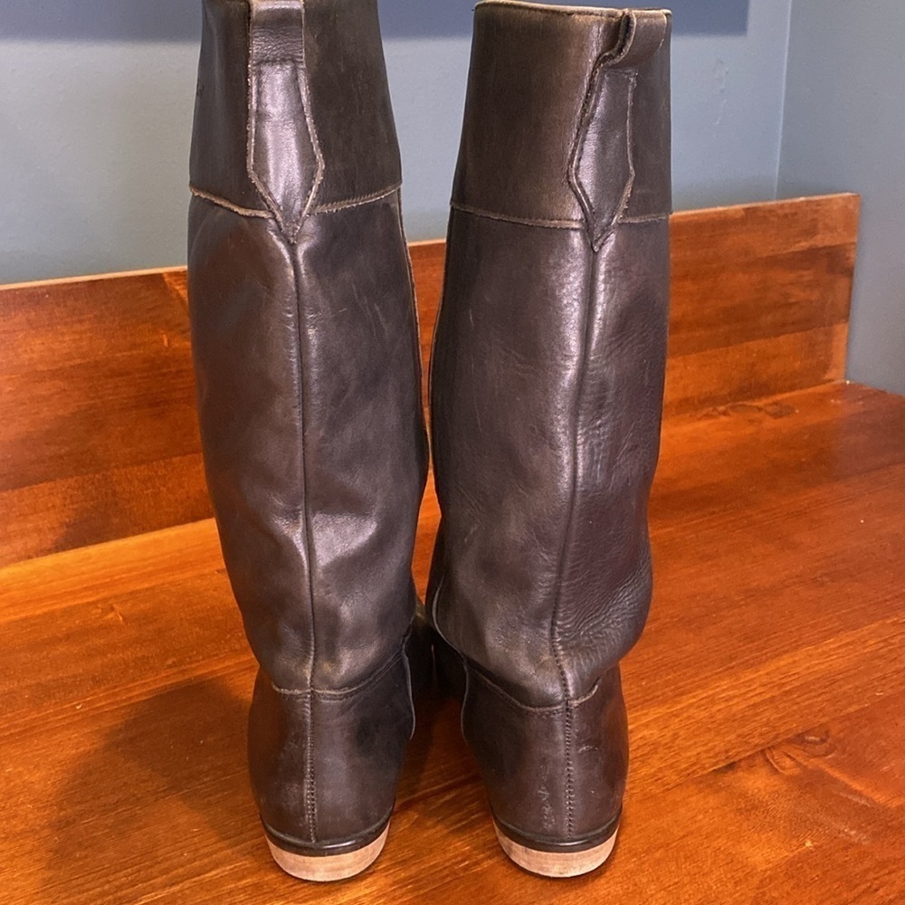 Eddie Bauer Black Soft Leather Shearling lined Riding Boots pull on Sz 9 - Picture 4 of 11